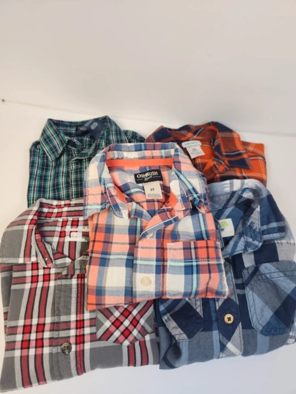 Lot 3t Boys Button Down Plaid Shirts Bundle